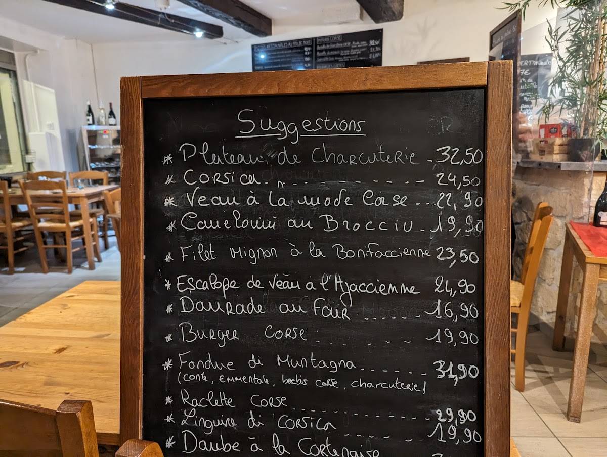 Ardoise de suggestions corses Chez Roberto
